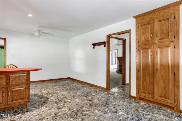140 Maryland Dr, Manson, NC 27553 - spare room with ceiling fan, stone finish flooring, and recessed lighting