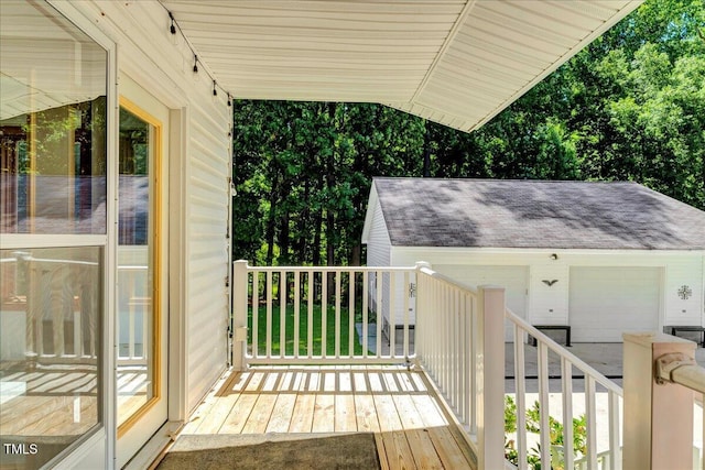 140 Maryland Dr, Manson, NC 27553 - wooden deck featuring a garage