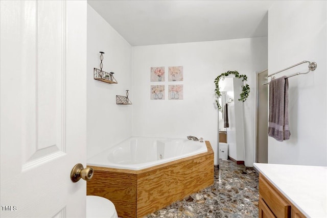 140 Maryland Dr, Manson, NC 27553 - full bathroom with a jetted tub, marble finish flooring, and vanity