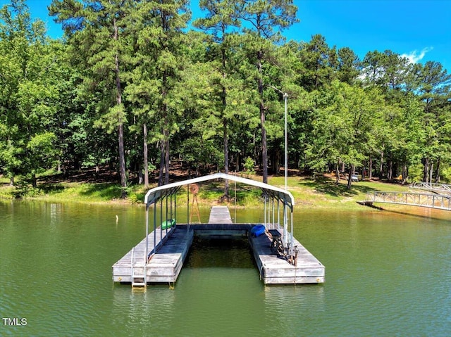 140 Maryland Dr, Manson, NC 27553 - dock area featuring view of wooded area and a water view