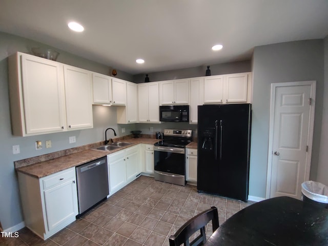 650 Ganyard Farm Way Unit 32, Durham, NC 27703 - kitchen featuring black appliances, white cabinets, recessed lighting, and tile patterned floors