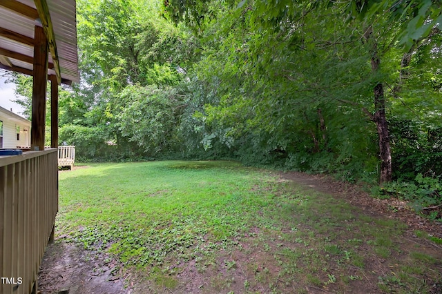 308 E Gilbreath St, Graham, NC 27253 - view of grassy yard featuring a deck