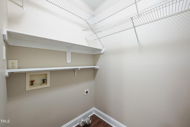 2430 Josephine Rd, Garner, NC 27529 - laundry area with hookup for a washing machine, hookup for an electric dryer, and dark wood-style flooring
