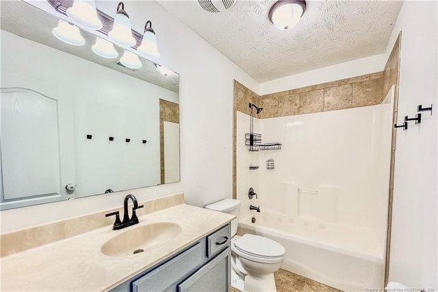 37 Annapolis Rd, Cameron, NC 28326 - bathroom featuring vanity, a textured ceiling, shower / washtub combination, and tile patterned floors