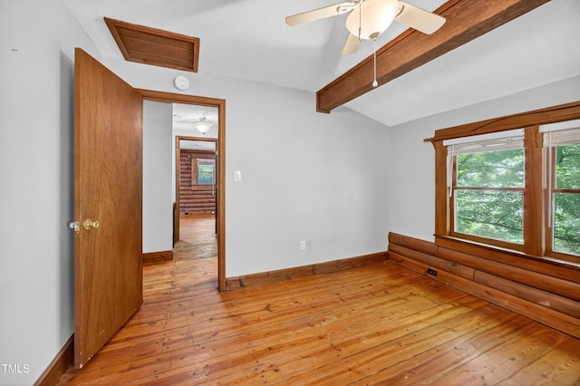 3263 S Jim Minor Rd, Haw River, NC 27258 - spare room with beam ceiling, wood-type flooring, a smoke detector, and ceiling fan
