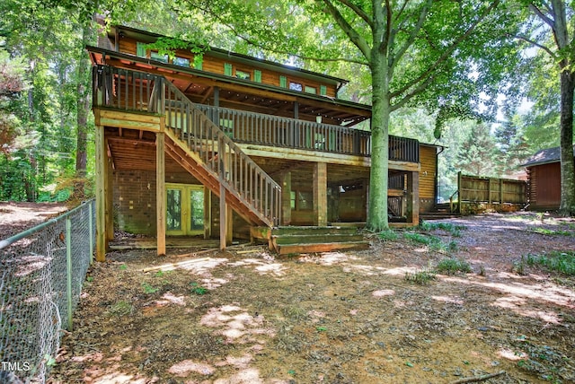 3263 S Jim Minor Rd, Haw River, NC 27258 - back of house featuring stairway and a deck