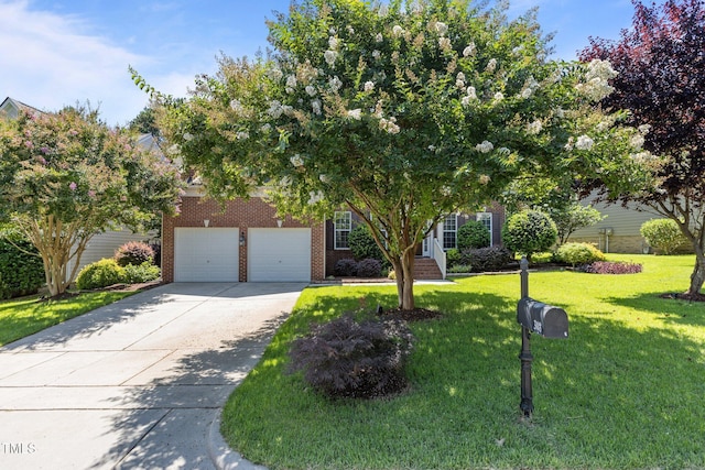 308 Sutton Glen Dr, Apex, NC 27523 - view of property hidden behind natural elements with brick siding, driveway, and a front lawn