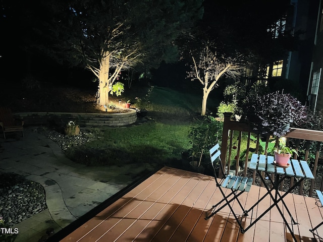 308 Sutton Glen Dr, Apex, NC 27523 - deck at twilight with a lawn