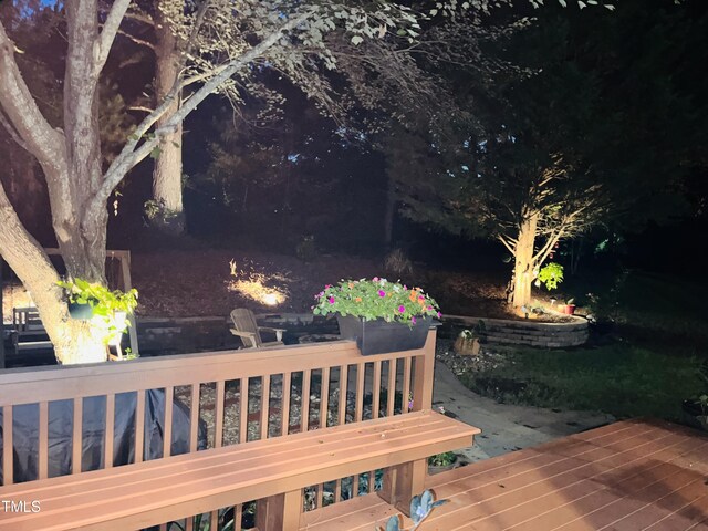 308 Sutton Glen Dr, Apex, NC 27523 - view of deck at twilight