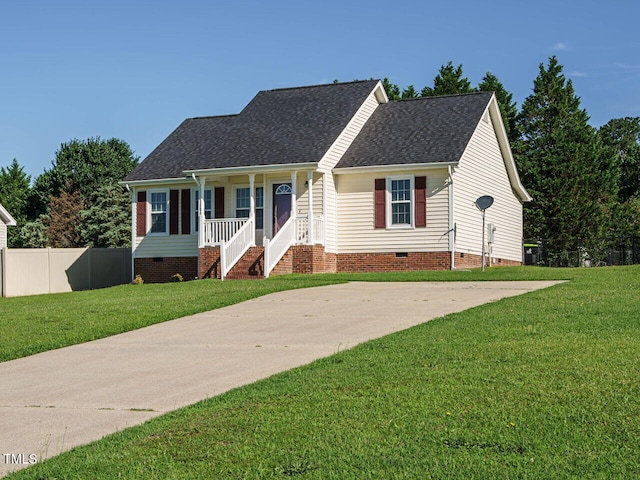 516 Yellow Berry, Wendell, NC 27591 - view of front of property with crawl space, covered porch, a shingled roof, and driveway