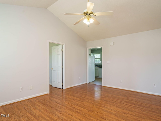 516 Yellow Berry, Wendell, NC 27591 - spare room featuring a ceiling fan, wood finished floors, and lofted ceiling