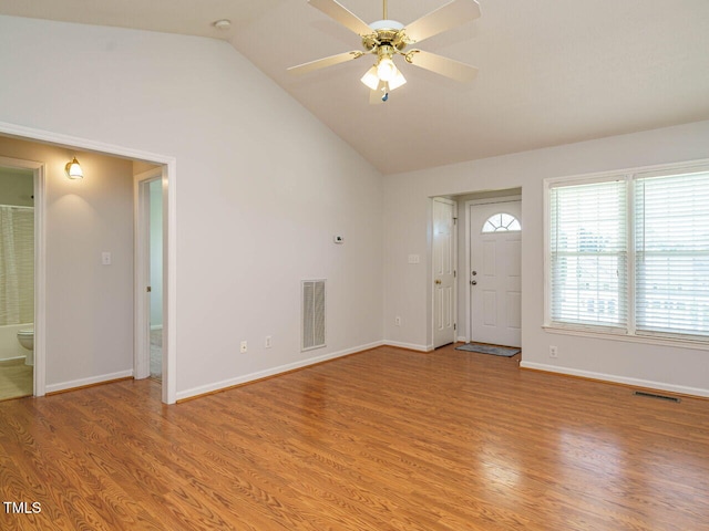 516 Yellow Berry, Wendell, NC 27591 - foyer featuring lofted ceiling, light wood-style flooring, and a ceiling fan
