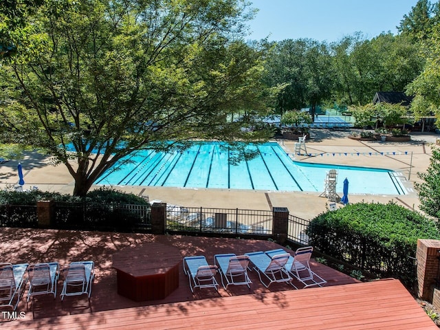 110 Duckwood Ln, Cary, NC 27518 - community pool featuring a wooden deck