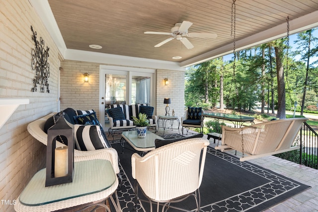 1610 Ridge Rd, Raleigh, NC 27607 - view of patio / terrace featuring an outdoor hangout area and a ceiling fan