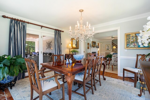 1610 Ridge Rd, Raleigh, NC 27607 - dining area with a chandelier and crown molding