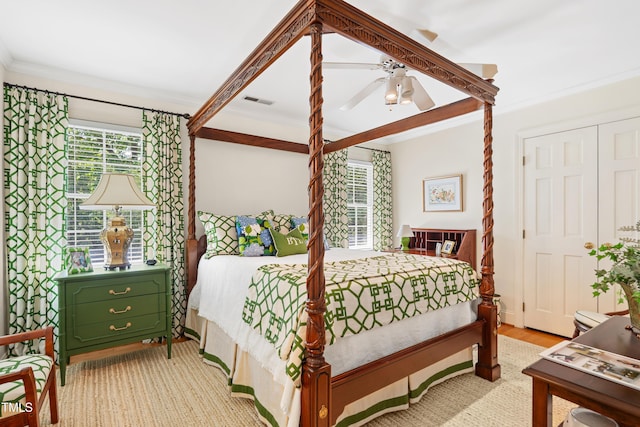 1610 Ridge Rd, Raleigh, NC 27607 - bedroom with ornamental molding and a ceiling fan