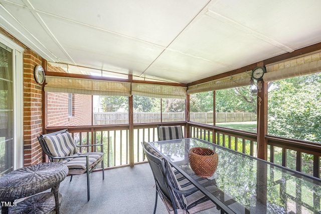 1822 Atterbury Ln, Durham, NC 27712 - sunroom with outdoor dining space, lofted ceiling, and healthy amount of natural light