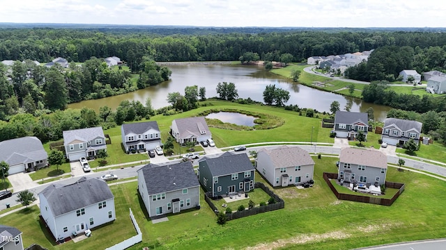 2123 Scarlet Sage Dr, Durham, NC 27704 - aerial view of residential area featuring a nearby body of water and a forest
