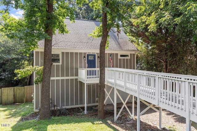 1309 Hill St, Durham, NC 27707 - view of front of home with a shingled roof and a deck