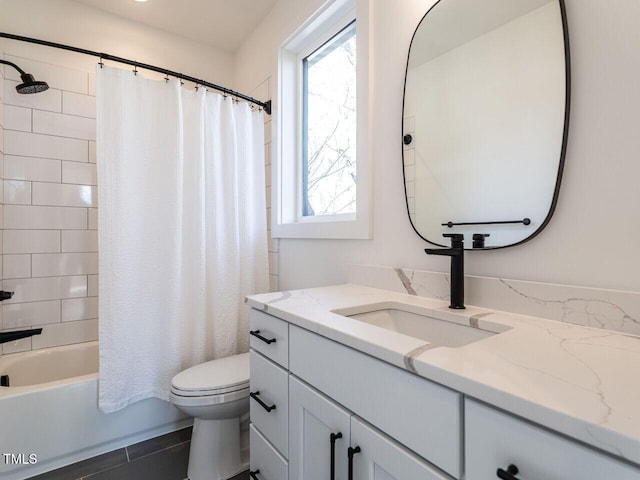 1009 Parker St, Raleigh, NC 27607 - full bathroom featuring vanity, shower / tub combo with curtain, and tile patterned flooring