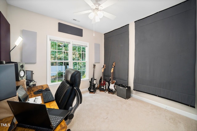 904 E Ivy Valley Dr, Fuquay Varina, NC 27526 - carpeted home office featuring a ceiling fan and baseboards