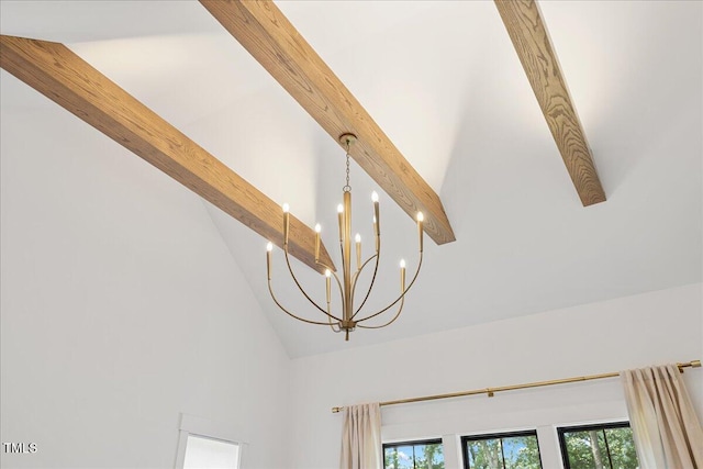 8420 Bells Lake Rd, Apex, NC 27539 - detailed view of a chandelier and beamed ceiling