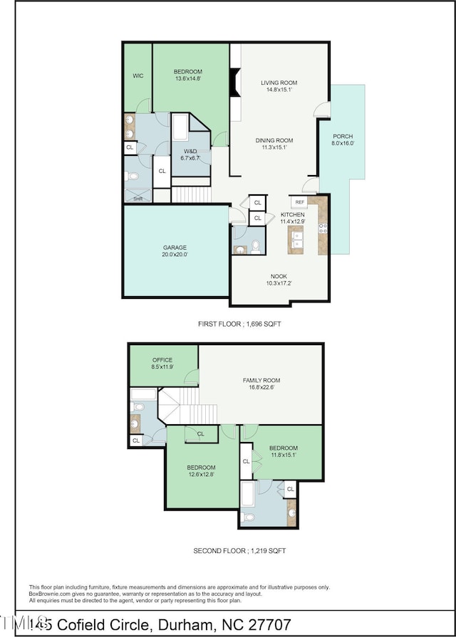 145 Cofield Cir, Durham, NC 27707 - view of floor plan / room layout