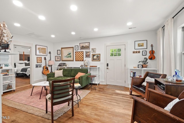 2410 Huron St, Durham, NC 27707 - dining room featuring light wood-style flooring and recessed lighting