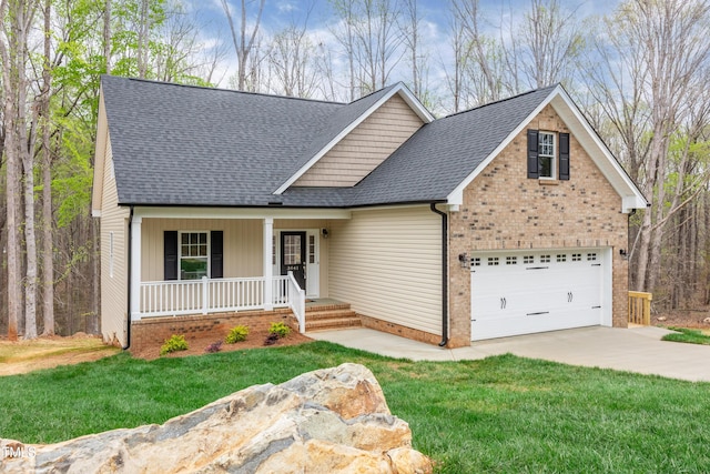 3041 Wesley Farm Ln, Sophia, NC 27350 - traditional home with a porch, a shingled roof, driveway, and a front lawn