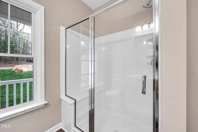 3041 Wesley Farm Ln, Sophia, NC 27350 - full bathroom featuring a stall shower and baseboards
