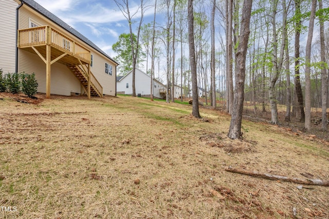 3041 Wesley Farm Ln, Sophia, NC 27350 - view of yard featuring stairway and a wooden deck