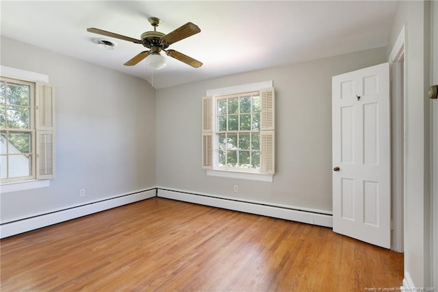 103 Stedman St, Fayetteville, NC 28305 - unfurnished bedroom with wood finished floors, a baseboard radiator, and ceiling fan