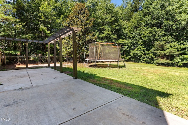 2555 Winding Creek Ln, Franklinton, NC 27525 - view of patio / terrace with a pergola and a trampoline