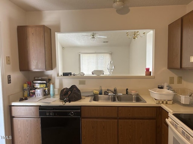 1819 Collier Rd, Durham, NC 27707 - kitchen with dishwasher, light countertops, brown cabinets, and electric range