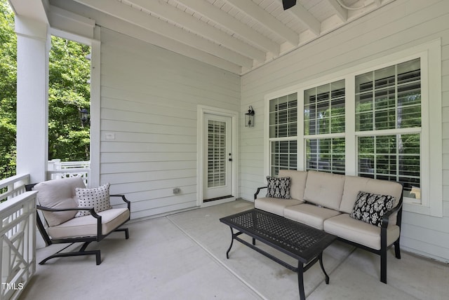 175 Stonecrest Way, Pittsboro, NC 27312 - porch with an outdoor living space and ceiling fan