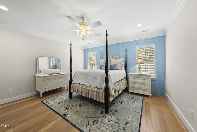 175 Stonecrest Way, Pittsboro, NC 27312 - bedroom with crown molding, wood finished floors, a ceiling fan, and recessed lighting