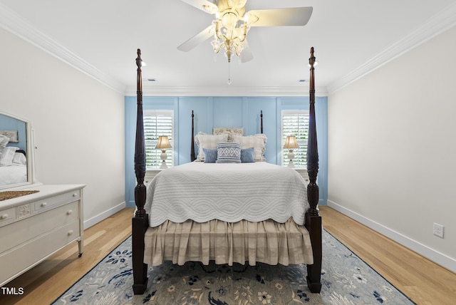 175 Stonecrest Way, Pittsboro, NC 27312 - bedroom featuring ornamental molding, light wood-style floors, and ceiling fan