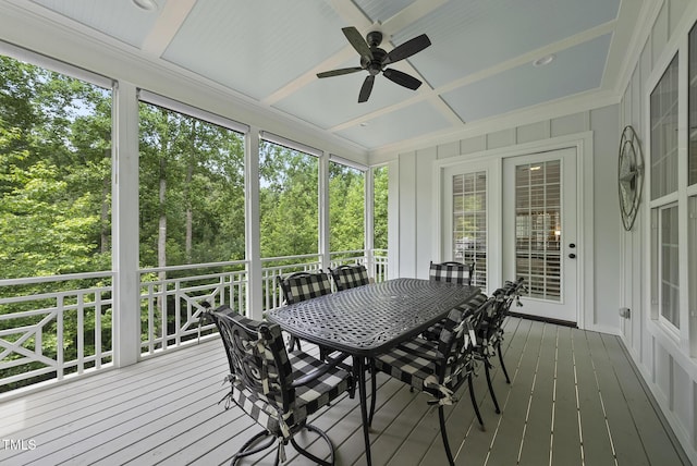 175 Stonecrest Way, Pittsboro, NC 27312 - sunroom / solarium with ceiling fan, outdoor dining area, and plenty of natural light