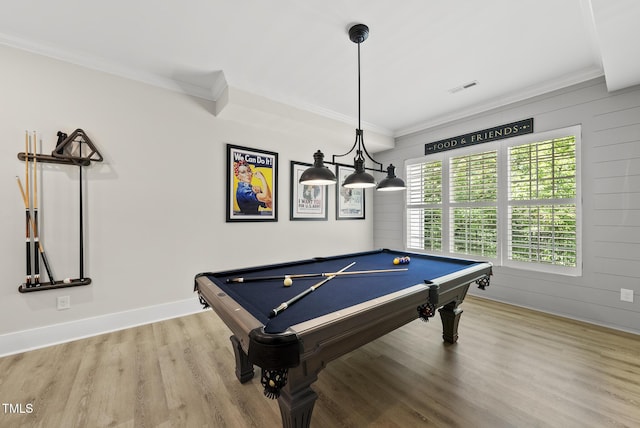 175 Stonecrest Way, Pittsboro, NC 27312 - game room with billiards table, crown molding, wood finished floors, and wood walls