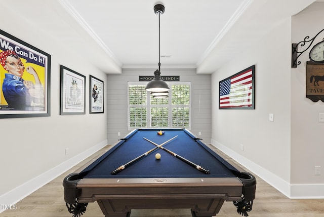 175 Stonecrest Way, Pittsboro, NC 27312 - game room with ornamental molding, pool table, and light wood-style floors