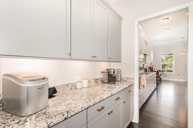 664 Old Dairy Dr, Wake Forest, NC 27587 - kitchen with dark wood-type flooring and light stone countertops