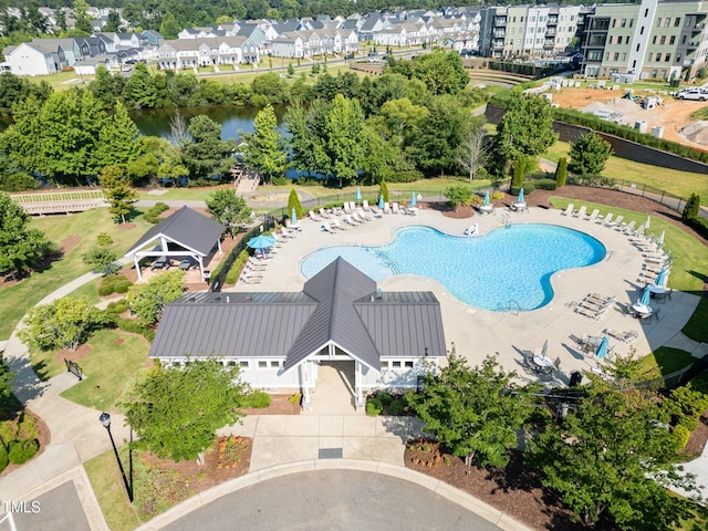 664 Old Dairy Dr, Wake Forest, NC 27587 - aerial view of a pool and a large body of water