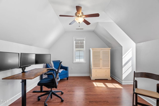 4316 Major Loring Way, Raleigh, NC 27616 - office featuring vaulted ceiling, wood finished floors, and a ceiling fan