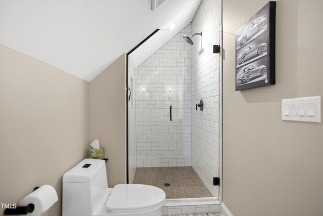241 Teague St, Wake Forest, NC 27587 - bathroom with a shower stall and lofted ceiling