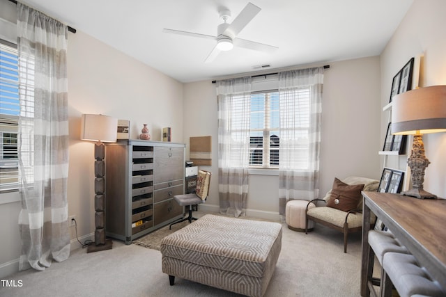 241 Teague St, Wake Forest, NC 27587 - living area featuring carpet and ceiling fan