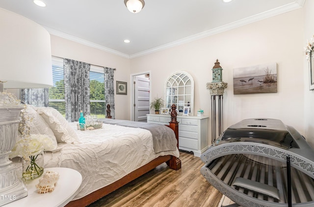 190 Mitchells Chapel Rd, Pittsboro, NC 27312 - bedroom with light wood finished floors, ornamental molding, and recessed lighting