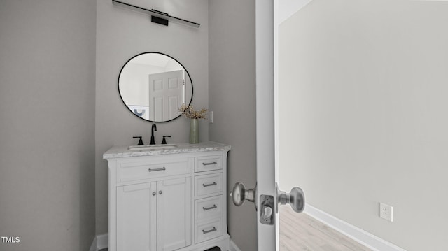 505 Hawfields Rd, Mebane, NC 27302 - bathroom with vanity and wood finished floors