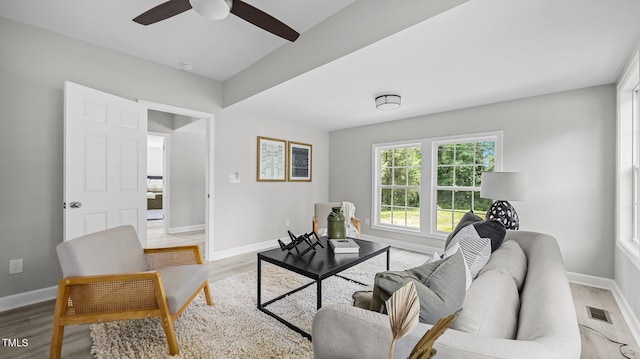 505 Hawfields Rd, Mebane, NC 27302 - living area with a ceiling fan and light wood-style floors