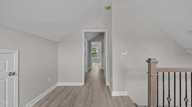505 Hawfields Rd, Mebane, NC 27302 - corridor featuring vaulted ceiling and light wood-type flooring