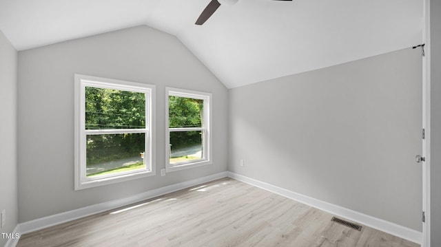 505 Hawfields Rd, Mebane, NC 27302 - additional living space featuring ceiling fan, vaulted ceiling, and light wood finished floors